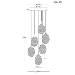 Netlighting Devin Cluster Pendant Gold Colours Matt Glass Shade 6x E14 - thumbnail 5