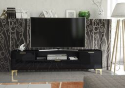 Mex Furniture LTD TV Unit 200cm Lux High Gloss in Black - thumbnail 7