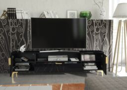 Mex Furniture LTD TV Unit 200cm Lux High Gloss in Black - thumbnail 8