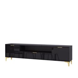 Mex Furniture LTD TV Unit 200cm Lux High Gloss in Black - thumbnail 2