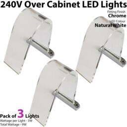 Loops 3x Over Cabinet LED Kit NATURAL WHITE Curved Glass Light Bathroom Make Up Lamp - thumbnail 2