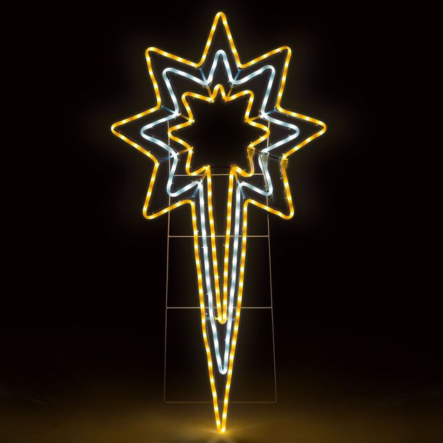 Christow Star Rope Light Outdoor Christmas Decoration Flashing LED Xmas Silhouette 118cm in Cream - image 1