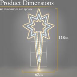 Christow Star Rope Light Outdoor Christmas Decoration Flashing LED Xmas Silhouette 118cm in Cream - thumbnail 6