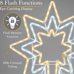 Christow Star Rope Light Outdoor Christmas Decoration Flashing LED Xmas Silhouette 118cm in Cream - thumbnail 3