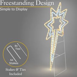 Christow Star Rope Light Outdoor Christmas Decoration Flashing LED Xmas Silhouette 118cm in Cream - thumbnail 5