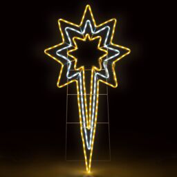 Christow Star Rope Light Outdoor Christmas Decoration Flashing LED Xmas Silhouette 118cm in Cream - thumbnail 1