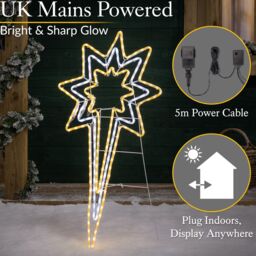 Christow Star Rope Light Outdoor Christmas Decoration Flashing LED Xmas Silhouette 118cm in Cream - thumbnail 4