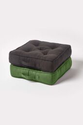 Homescapes Rajput Ribbed Cotton Floor Cushion in Dark Olive - Size: 40 cm x 40 cm - thumbnail 6