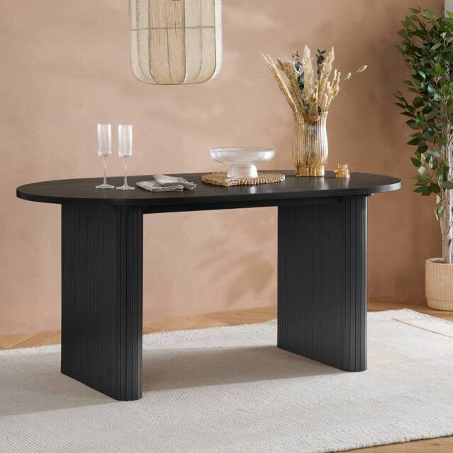Birlea Black Oval Fluted Dining Table Axel - image 1