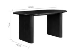 Birlea Black Oval Fluted Dining Table Axel - thumbnail 6