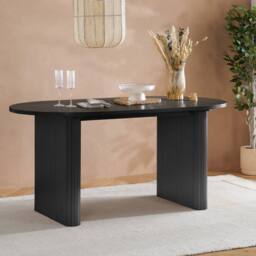 Birlea Black Oval Fluted Dining Table Axel