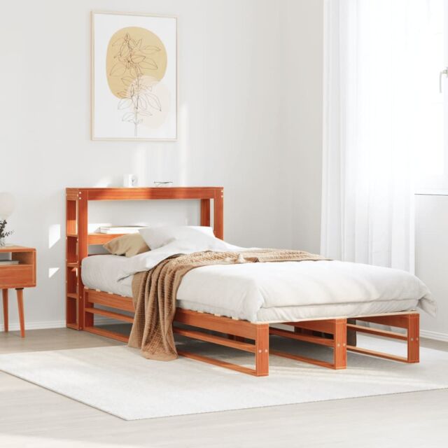 Berkfield Home Bed Frame without Mattress Wax Brown 75x190 cm Small Single Solid Wood Pine - image 1