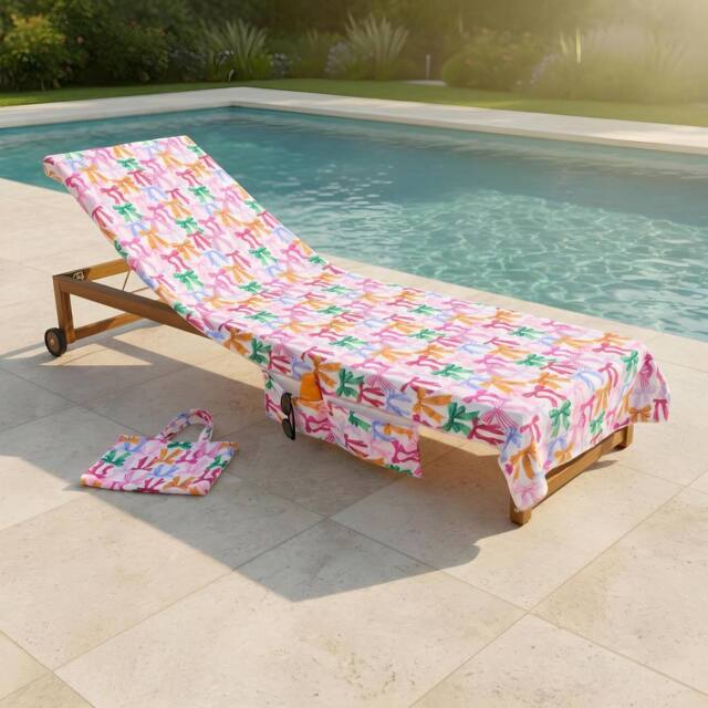 OHS Bows Beach Towel with Bag Quick Dry Absorbent Travel Spa - image 1