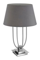 Orsina Grey Shade Table Lamp With Four Curved Arms, Desk Lamp With Square Base, Nickel Finish Lighting Accent in Silver - thumbnail 2