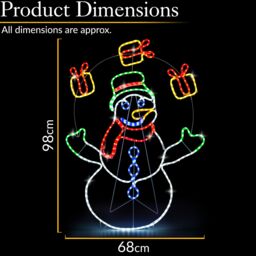 Christow Snowman Rope Light Outdoor Christmas Decoration LED Xmas Silhouette 98cm - thumbnail 6