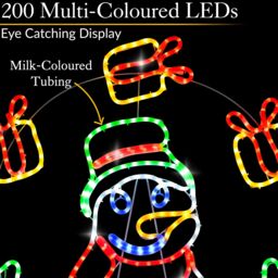 Christow Snowman Rope Light Outdoor Christmas Decoration LED Xmas Silhouette 98cm - thumbnail 2