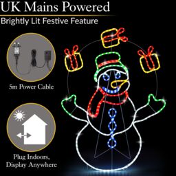 Christow Snowman Rope Light Outdoor Christmas Decoration LED Xmas Silhouette 98cm - thumbnail 4