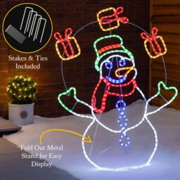 Christow Snowman Rope Light Outdoor Christmas Decoration LED Xmas Silhouette 98cm - thumbnail 5