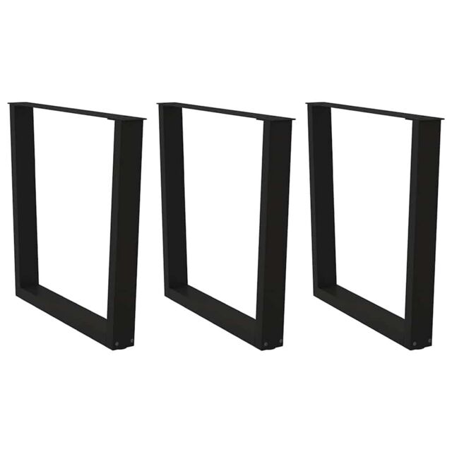 Berkfield Home Dining Table Legs V-Shape 3 pcs Black 90x(72-73.3) cm Steel - image 1