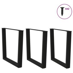 Berkfield Home Dining Table Legs V-Shape 3 pcs Black 90x(72-73.3) cm Steel - thumbnail 3
