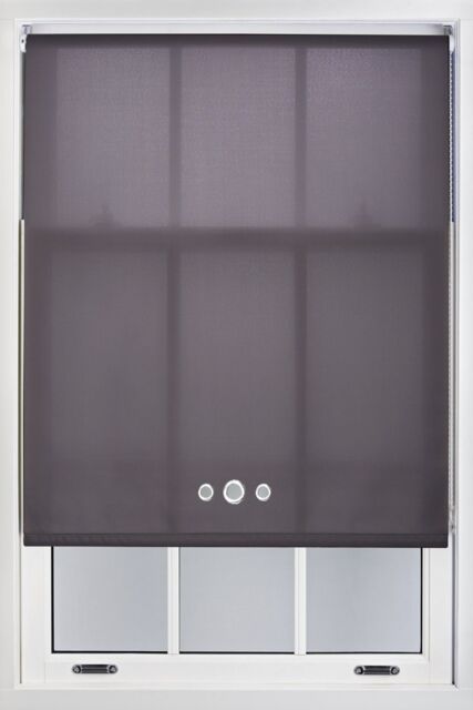Furnished Dark Grey Daylight Roller Blind with Triple Chrome Round Eyelets - Trimmable Window Shade - Size: 60 cm width x 165 cm drop - image 1
