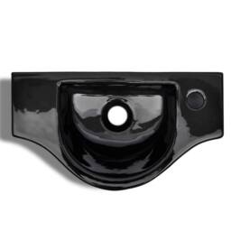 Berkfield Home Elegant Ceramic Bathroom Sink Basin with Faucet Hole Black - thumbnail 5