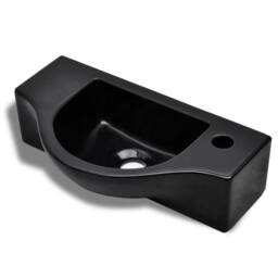 Berkfield Home Elegant Ceramic Bathroom Sink Basin with Faucet Hole Black - thumbnail 3