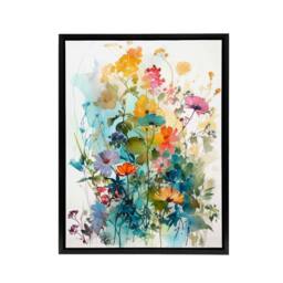 "Artery8 Colourful Spring Wild Flowers Framed Canvas Wall Art Print - Size: W12"" x H16""" - thumbnail 1