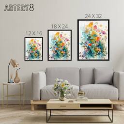 "Artery8 Colourful Spring Wild Flowers Framed Canvas Wall Art Print - Size: W12"" x H16""" - thumbnail 4