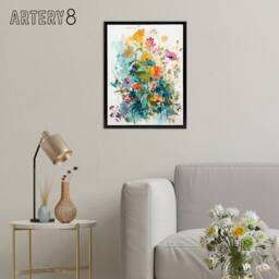 "Artery8 Colourful Spring Wild Flowers Framed Canvas Wall Art Print - Size: W12"" x H16""" - thumbnail 3