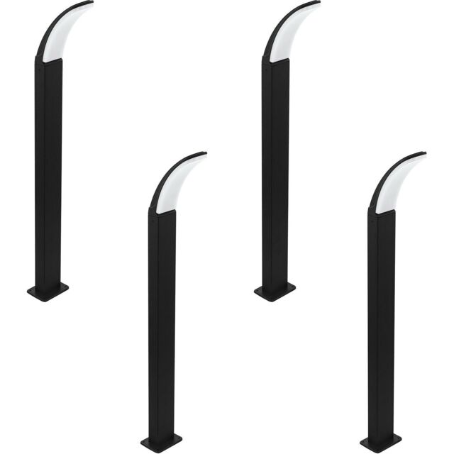 Loops 4 PACK IP44 Outdoor Bollard Light Black Aluminium 11W LED Lamp Post - image 1