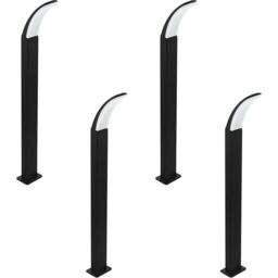 Loops 4 PACK IP44 Outdoor Bollard Light Black Aluminium 11W LED Lamp Post