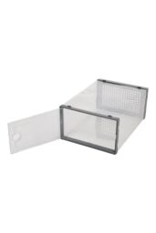 Living and Home 12Pcs Stackable Foldable Boxes Shoes Organizer Clear Plastic Shoe Storage Box in Grey - thumbnail 5