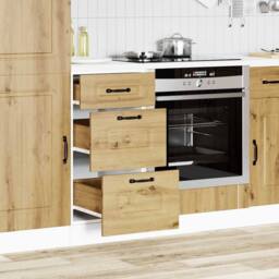 Berkfield Home Kitchen Base Cabinet Kalmar Artisan Oak Engineered Wood - thumbnail 1
