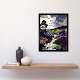 "Artery8 Wall Art Print Scottish Landscape with Stormy Clouds Art Framed in Black - Size: W12"" x H16""" - thumbnail 2
