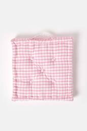 Homescapes Cotton Gingham Check Floor Cushion in Pink - Size: 50 cm x 50 cm - thumbnail 3