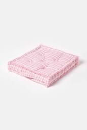 Homescapes Cotton Gingham Check Floor Cushion in Pink - Size: 50 cm x 50 cm - thumbnail 1