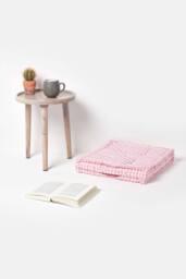 Homescapes Cotton Gingham Check Floor Cushion in Pink - Size: 50 cm x 50 cm - thumbnail 2