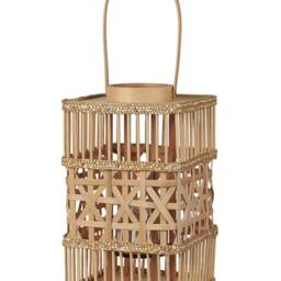 Wyld and Coco Lantern 39cm Rectangular with Glass Candle Holder in Brown - thumbnail 2