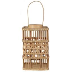 Wyld and Coco Lantern 39cm Rectangular with Glass Candle Holder in Brown - thumbnail 4