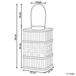 Wyld and Coco Lantern 39cm Rectangular with Glass Candle Holder in Brown - thumbnail 3