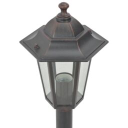 Berkfield Home Garden Post Lights 6 pcs E27 110 cm Aluminium Bronze in Brown - thumbnail 6