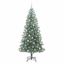 Berkfield Home Artificial Christmas Tree Snow Flocked with LED Light 210 cm in Green - thumbnail 4