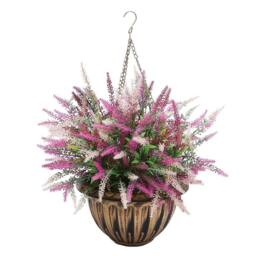 Coopers of Stortford Artificial Heather Hanging Basket with Bronze-Effect Planter - thumbnail 2