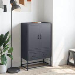 Berkfield Home Highboard Anthracite 68x39x111.5 cm Steel in Black - thumbnail 3