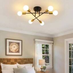 Kelvenix Adjustable 6-head Ceiling Light E27 Metal Retro Vintage Chandelier in Black - thumbnail 1