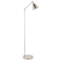 Loops Bright Nickel Standing Floor Lamp Light - White Inner Shade - Knurled Detailing in Metallics - thumbnail 1