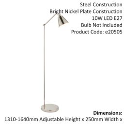 Loops Bright Nickel Standing Floor Lamp Light - White Inner Shade - Knurled Detailing in Metallics - thumbnail 2