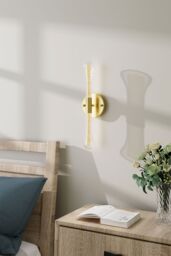 Living and Home LED Crystal Wall Sconce Light in Gold - thumbnail 1