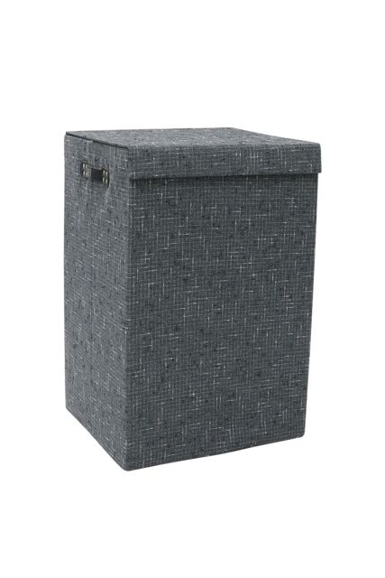 JVL Shadow Fabric Foldable Laundry Hamper with Lid in Grey - image 1